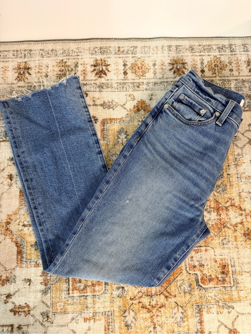 Pistola Raw Hem Slim Straight Jeans Medium Wash